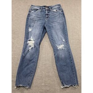 Judy‎ Blue Distressed Ripped Relaxed Fit Jeans Women Size 7 28 Blue Denim